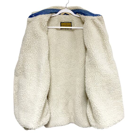 Vintage Robert Lewis Mens Size 44 Denim Sherpa Button Up Shirt Jacket Shaket - Picture 6 of 7